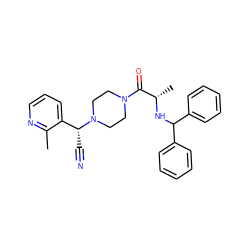 Cc1ncccc1[C@@H](C#N)N1CCN(C(=O)[C@H](C)NC(c2ccccc2)c2ccccc2)CC1 ZINC000096900566