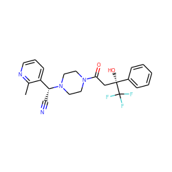 Cc1ncccc1[C@@H](C#N)N1CCN(C(=O)C[C@@](O)(c2ccccc2)C(F)(F)F)CC1 ZINC000013833207