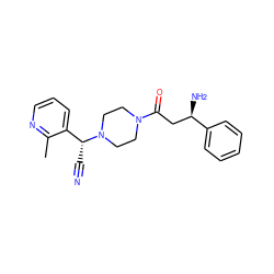 Cc1ncccc1[C@@H](C#N)N1CCN(C(=O)C[C@@H](N)c2ccccc2)CC1 ZINC000013833325