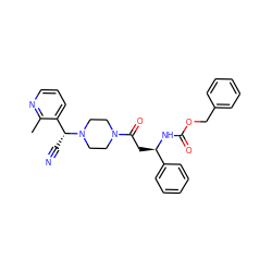 Cc1ncccc1[C@@H](C#N)N1CCN(C(=O)C[C@@H](NC(=O)OCc2ccccc2)c2ccccc2)CC1 ZINC000013833233