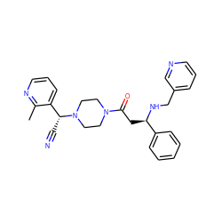 Cc1ncccc1[C@@H](C#N)N1CCN(C(=O)C[C@@H](NCc2cccnc2)c2ccccc2)CC1 ZINC000013833337