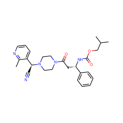 Cc1ncccc1[C@H](C#N)N1CCN(C(=O)C[C@H](NC(=O)OCC(C)C)c2ccccc2)CC1 ZINC000013833241