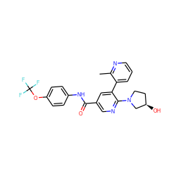 Cc1ncccc1-c1cc(C(=O)Nc2ccc(OC(F)(F)F)cc2)cnc1N1CC[C@@H](O)C1 ZINC001772575601