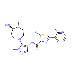 Cc1ncccc1-c1nc(C(=O)Nc2cnn(C)c2N2CC[C@@H](N)[C@H](F)CC2)c(N)s1 ZINC000169699479