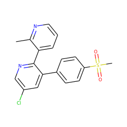 Cc1ncccc1-c1ncc(Cl)cc1-c1ccc(S(C)(=O)=O)cc1 ZINC000003814806