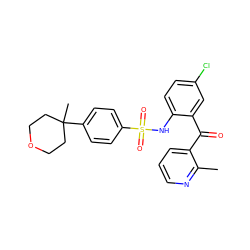 Cc1ncccc1C(=O)c1cc(Cl)ccc1NS(=O)(=O)c1ccc(C2(C)CCOCC2)cc1 ZINC000113622627