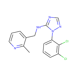 Cc1ncccc1CNc1ncnn1-c1cccc(Cl)c1Cl ZINC000029126122