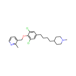 Cc1ncccc1COc1c(Cl)cc(CCCCC2CCN(C)CC2)cc1Cl ZINC001772647317