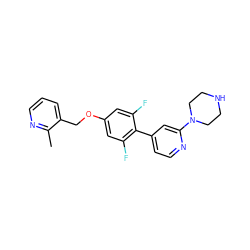 Cc1ncccc1COc1cc(F)c(-c2ccnc(N3CCNCC3)c2)c(F)c1 ZINC001772656121