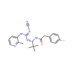 Cc1ncccc1N/C(=N\C#N)N[C@H](NC(=O)Cc1ccc(F)cc1)C(C)(C)C ZINC000045505732