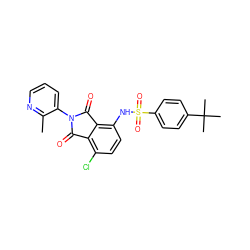 Cc1ncccc1N1C(=O)c2c(Cl)ccc(NS(=O)(=O)c3ccc(C(C)(C)C)cc3)c2C1=O ZINC000653842147