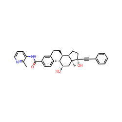 Cc1ncccc1NC(=O)c1ccc2c(c1)CC[C@@H]1[C@@H]2[C@@H](O)C[C@@]2(C)[C@H]1CC[C@@]2(O)C#Cc1ccccc1 ZINC001772590062