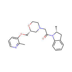 Cc1ncccc1OC[C@H]1CN(CC(=O)N2c3ccccc3C[C@H]2C)CCO1 ZINC000222445682