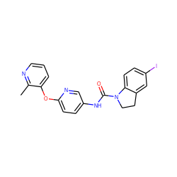 Cc1ncccc1Oc1ccc(NC(=O)N2CCc3cc(I)ccc32)cn1 ZINC000029553506