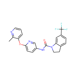 Cc1ncccc1Oc1ccc(NC(=O)N2CCc3ccc(C(F)(F)F)cc32)cn1 ZINC000029548147