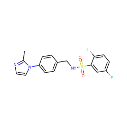 Cc1nccn1-c1ccc(CNS(=O)(=O)c2cc(F)ccc2F)cc1 ZINC000103283306