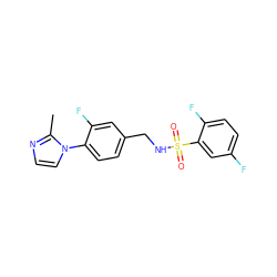 Cc1nccn1-c1ccc(CNS(=O)(=O)c2cc(F)ccc2F)cc1F ZINC000063198093