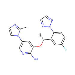 Cc1nccn1-c1cnc(N)c(O[C@H](C)c2cc(F)ccc2-n2nccn2)c1 ZINC000103249679