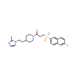 Cc1nccn1CCC1CCN(C(=O)CCS(=O)(=O)c2ccc3cc(Cl)ccc3c2)CC1 ZINC000040406609