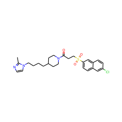 Cc1nccn1CCCCC1CCN(C(=O)CCS(=O)(=O)c2ccc3cc(Cl)ccc3c2)CC1 ZINC000045495543