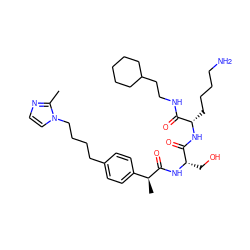 Cc1nccn1CCCCc1ccc([C@H](C)C(=O)N[C@@H](CO)C(=O)N[C@@H](CCCCN)C(=O)NCCC2CCCCC2)cc1 ZINC000026146588