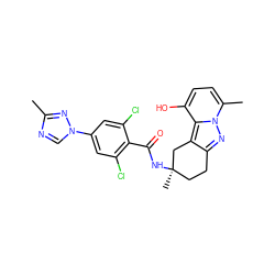 Cc1ncn(-c2cc(Cl)c(C(=O)N[C@]3(C)CCc4nn5c(C)ccc(O)c5c4C3)c(Cl)c2)n1 ZINC000473145094