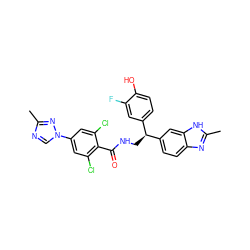 Cc1ncn(-c2cc(Cl)c(C(=O)NC[C@@H](c3ccc(O)c(F)c3)c3ccc4nc(C)[nH]c4c3)c(Cl)c2)n1 ZINC000653730882