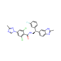 Cc1ncn(-c2cc(Cl)c(C(=O)NC[C@@H](c3cccc(F)c3)c3ccc4nc(C)[nH]c4c3)c(Cl)c2)n1 ZINC000473154408