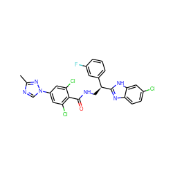 Cc1ncn(-c2cc(Cl)c(C(=O)NC[C@@H](c3cccc(F)c3)c3nc4ccc(Cl)cc4[nH]3)c(Cl)c2)n1 ZINC000473154237