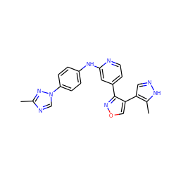 Cc1ncn(-c2ccc(Nc3cc(-c4nocc4-c4cn[nH]c4C)ccn3)cc2)n1 ZINC000103237330