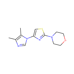 Cc1ncn(-c2csc(N3CCOCC3)n2)c1C ZINC000299829975