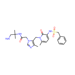 Cc1ncn(CC(=O)NC(C)(C)CN)c1Cn1c(C)ccc(NS(=O)(=O)Cc2ccccc2)c1=O ZINC000029125541