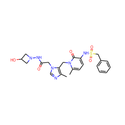 Cc1ncn(CC(=O)NN2CC(O)C2)c1Cn1c(C)ccc(NS(=O)(=O)Cc2ccccc2)c1=O ZINC000029125636