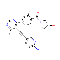 Cc1ncnc(-c2ccc(C(=O)N3C[C@@H](O)CO3)c(Cl)c2)c1C#Cc1ccc(N)nc1 ZINC000148573669