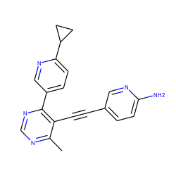 Cc1ncnc(-c2ccc(C3CC3)nc2)c1C#Cc1ccc(N)nc1 ZINC000148558039