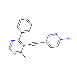 Cc1ncnc(-c2ccccc2)c1C#Cc1ccc(N)nc1 ZINC000148267548