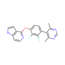 Cc1ncnc(C)c1-c1ccc(Oc2nccc3[nH]ccc23)c(F)c1F ZINC000169705972