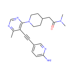 Cc1ncnc(N2CCC(CC(=O)N(C)C)CC2)c1C#Cc1ccc(N)nc1 ZINC000149226953