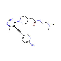 Cc1ncnc(N2CCC(CC(=O)NCCN(C)C)CC2)c1C#Cc1ccc(N)nc1 ZINC000149206575