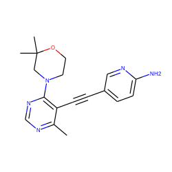 Cc1ncnc(N2CCOC(C)(C)C2)c1C#Cc1ccc(N)nc1 ZINC000149197750