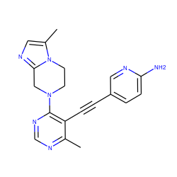 Cc1ncnc(N2CCn3c(C)cnc3C2)c1C#Cc1ccc(N)nc1 ZINC000149439273