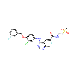 Cc1ncnc(Nc2ccc(OCc3cccc(F)c3)c(Cl)c2)c1/C=C(\F)C(=O)NCCS(C)(=O)=O ZINC000066136531