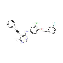 Cc1ncnc(Nc2ccc(OCc3cccc(F)c3)c(Cl)c2)c1C#Cc1ccccc1 ZINC000073240249