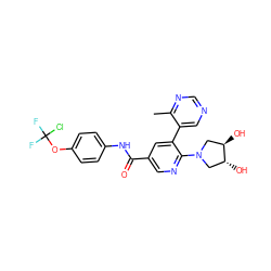 Cc1ncncc1-c1cc(C(=O)Nc2ccc(OC(F)(F)Cl)cc2)cnc1N1C[C@@H](O)[C@H](O)C1 ZINC001772622503