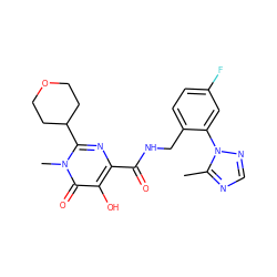 Cc1ncnn1-c1cc(F)ccc1CNC(=O)c1nc(C2CCOCC2)n(C)c(=O)c1O ZINC000148514696