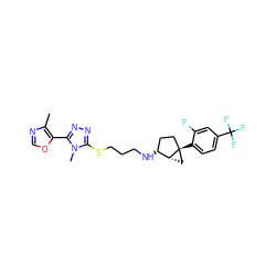 Cc1ncoc1-c1nnc(SCCCN[C@@H]2CC[C@]3(c4ccc(C(F)(F)F)cc4F)C[C@H]23)n1C ZINC000064548981