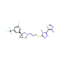 Cc1ncoc1-c1nnc(SCCCN2C[C@@H]3C[C@]3(c3cc(F)cc(C(F)(F)F)c3)C2)n1C ZINC000049792398