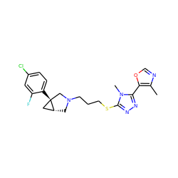 Cc1ncoc1-c1nnc(SCCCN2C[C@@H]3C[C@]3(c3ccc(Cl)cc3F)C2)n1C ZINC000049045843