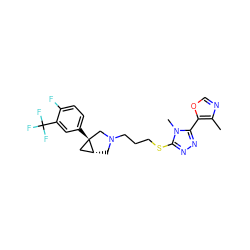 Cc1ncoc1-c1nnc(SCCCN2C[C@@H]3C[C@]3(c3ccc(F)c(C(F)(F)F)c3)C2)n1C ZINC000034587425