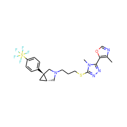 Cc1ncoc1-c1nnc(SCCCN2C[C@@H]3C[C@]3(c3ccc(S(F)(F)(F)(F)F)cc3)C2)n1C ZINC000058603371